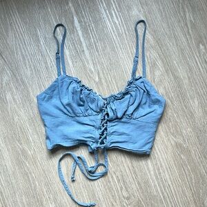 Pacsun LA Hearts Lace-Up Corset Tank (Blue, Size XS)